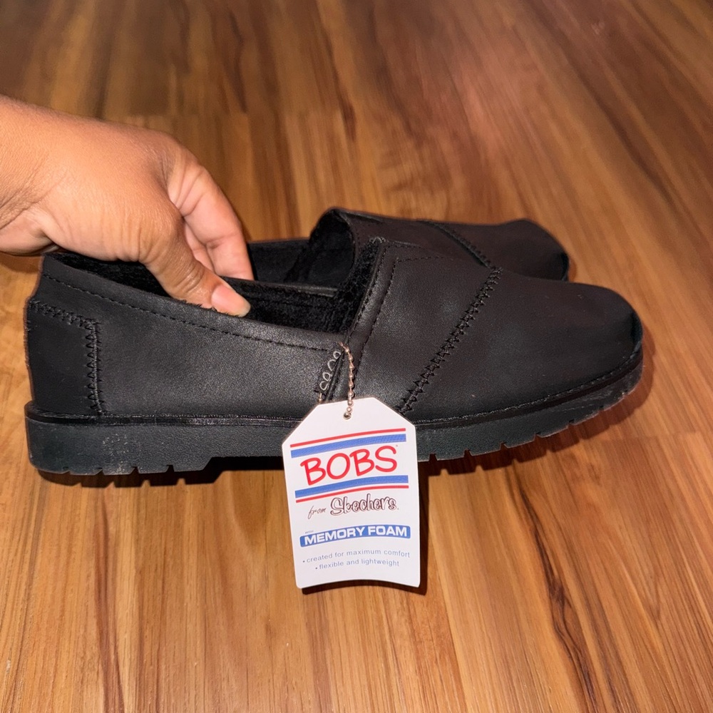 Skechers BOBS Black Shoes with Memory Foam Fuzzy inside